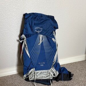 Osprey Exos 58 Blue and Gray Backpack